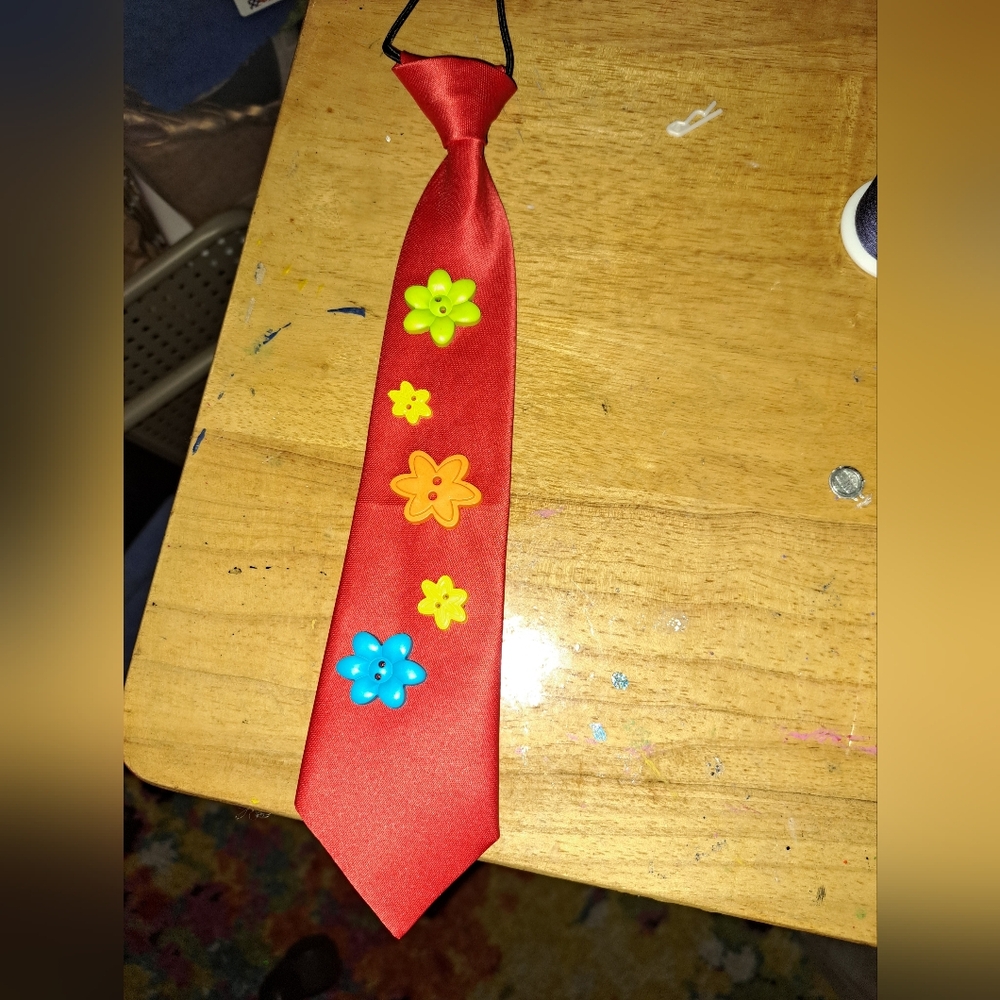 Kids Red Flower Button Tie - Brand